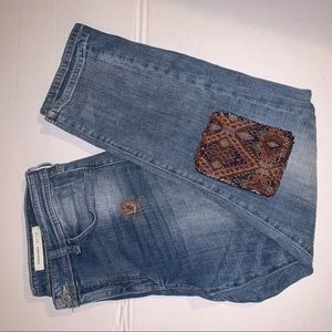 Anthropologie Patchwork Slim Boyfriend Jeans